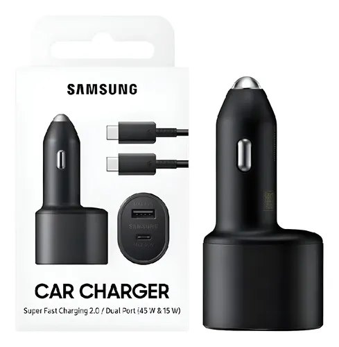 Cargador de carros para celulares dos puertos Samsung 45W & 15W